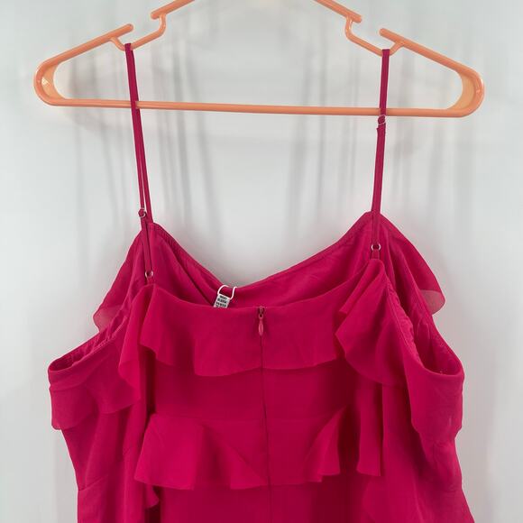 LUCY PARIS Dress Size Extra Large NWT Fuchsia Pink Ruffle Tiered Midi Cocktail - Picture 9 of 16